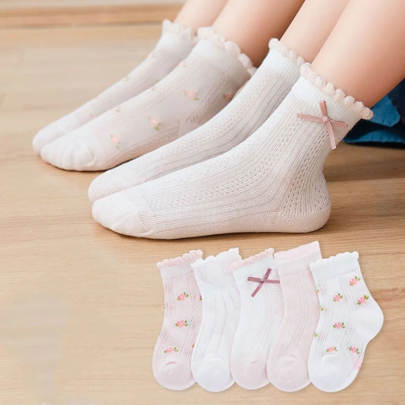 Baby Clothing Patterns - Kindersokken 5 paar/partij Lente Zomer Katoenen
