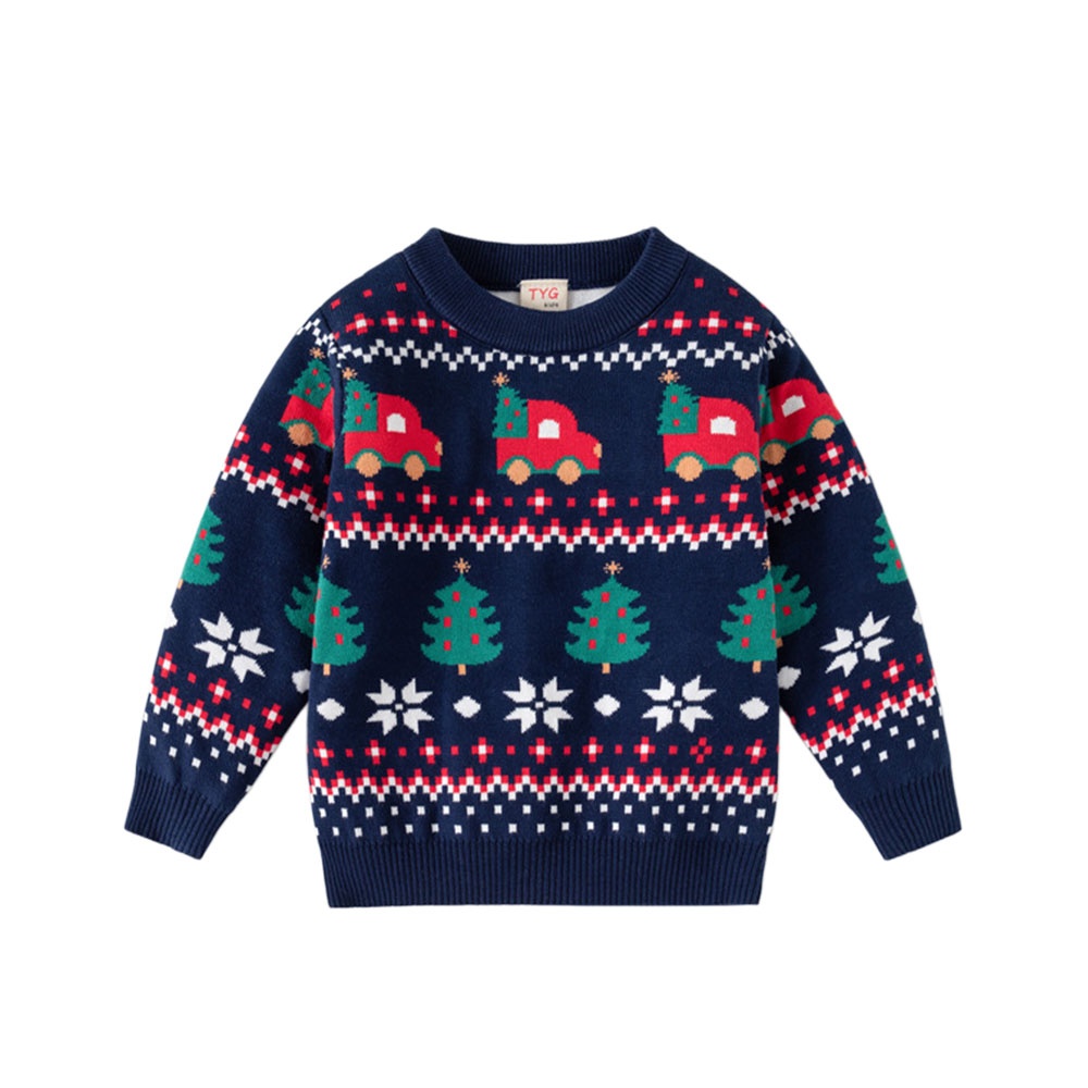 Baby Clothing Patterns Free - Nieuwjaars kersttrui voor kinderen Auto's Print